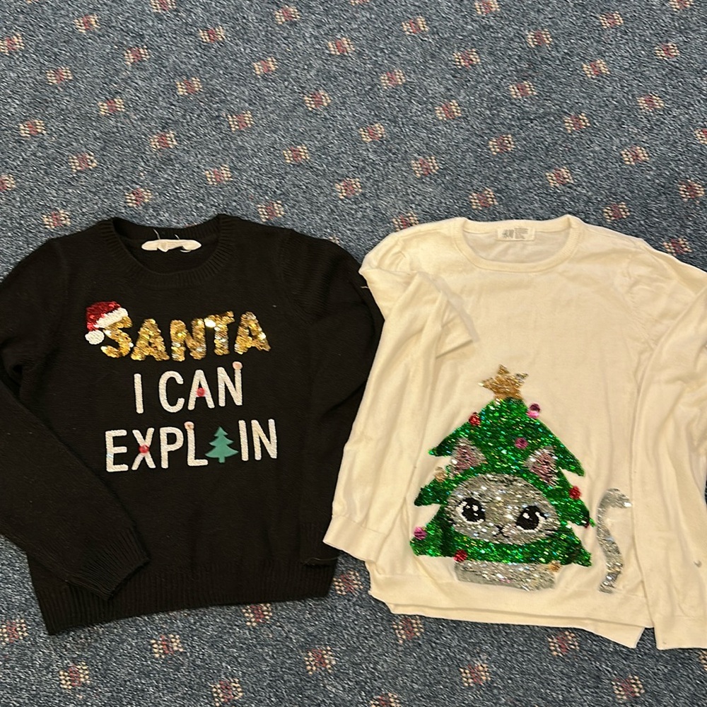 Cute Christmas sweaters from H&M, sz 8-10, worn only a couple of times